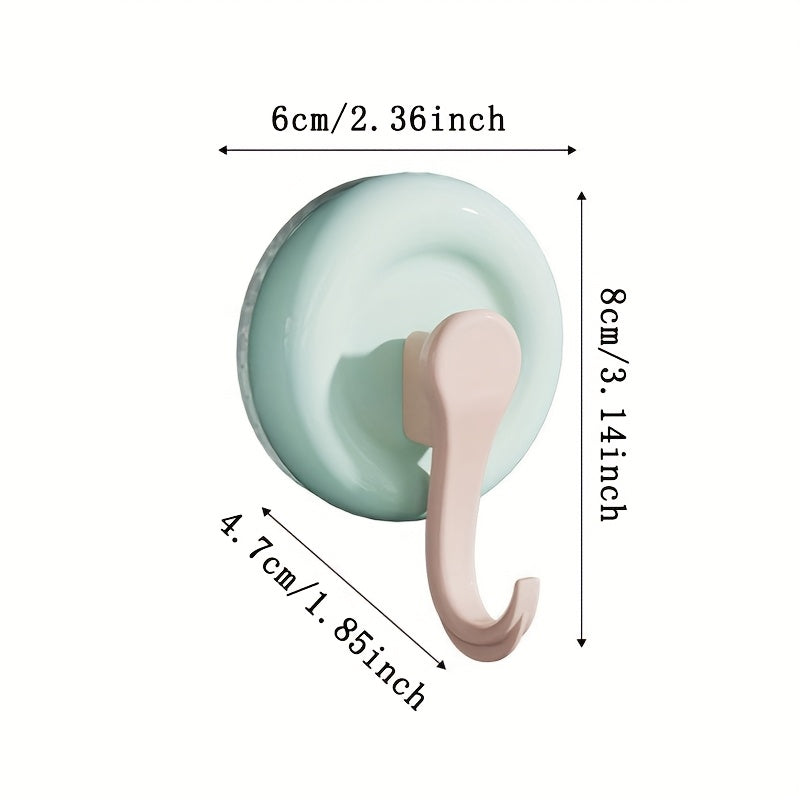 Candy-colored Suction Cup Hook, No-drilling Hook, Strong Load-bearing Capacity, Suitable for Behind Doors, Kitchens, Bathrooms, Multi-functional Wall-mounted Traceless Adhesive Hook