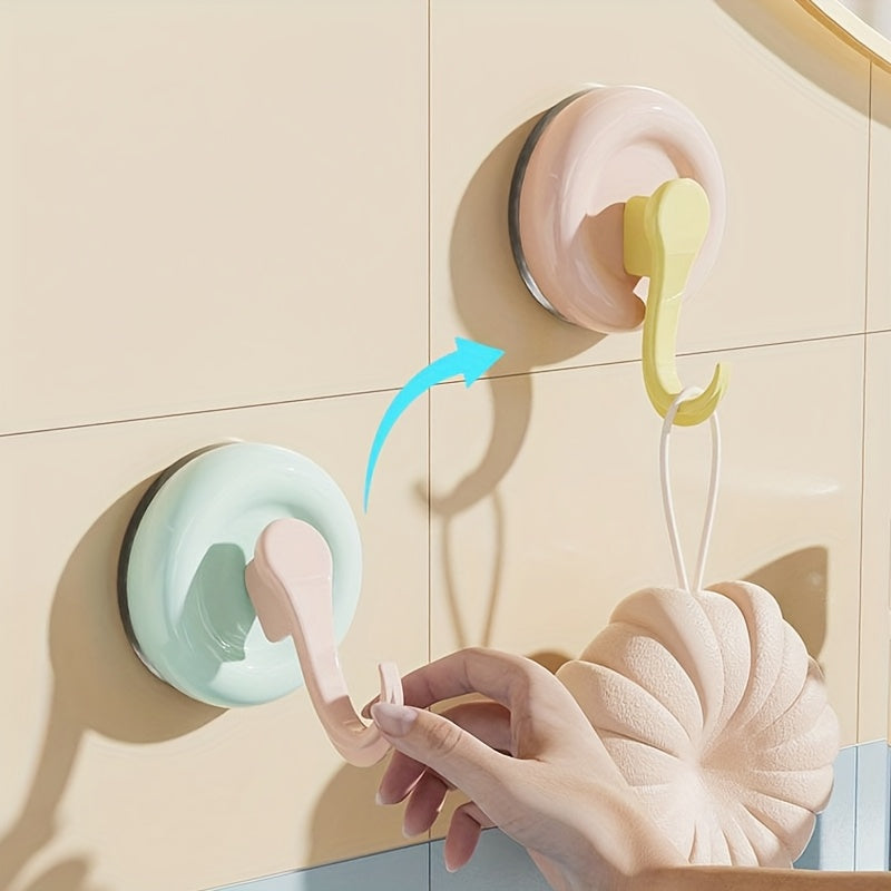 Candy-colored Suction Cup Hook, No-drilling Hook, Strong Load-bearing Capacity, Suitable for Behind Doors, Kitchens, Bathrooms, Multi-functional Wall-mounted Traceless Adhesive Hook