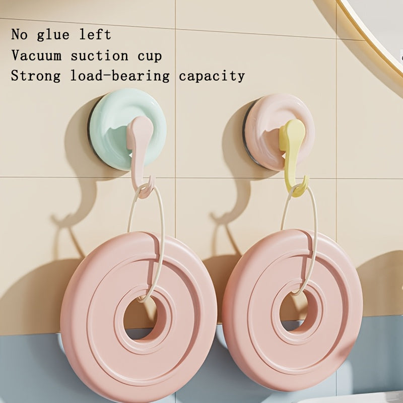 Candy-colored Suction Cup Hook, No-drilling Hook, Strong Load-bearing Capacity, Suitable for Behind Doors, Kitchens, Bathrooms, Multi-functional Wall-mounted Traceless Adhesive Hook