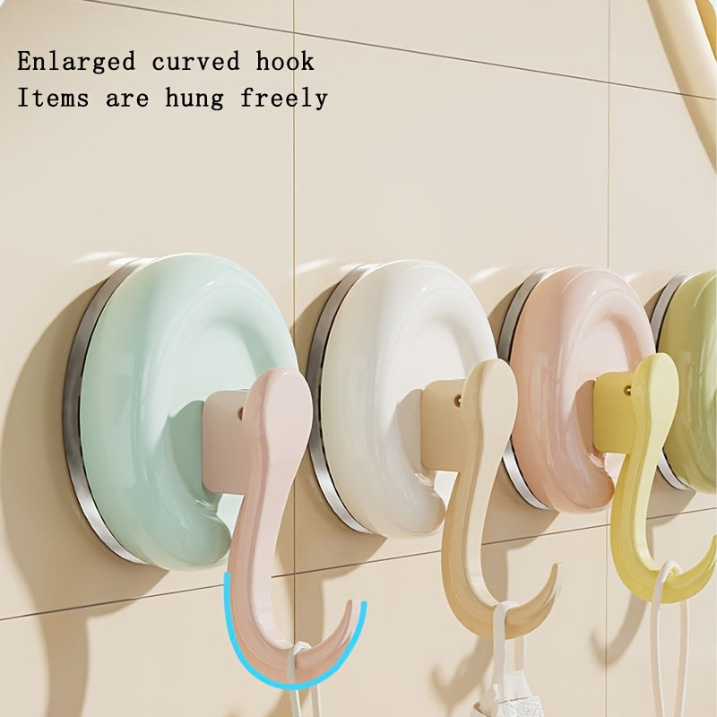 Candy-colored Suction Cup Hook, No-drilling Hook, Strong Load-bearing Capacity, Suitable for Behind Doors, Kitchens, Bathrooms, Multi-functional Wall-mounted Traceless Adhesive Hook