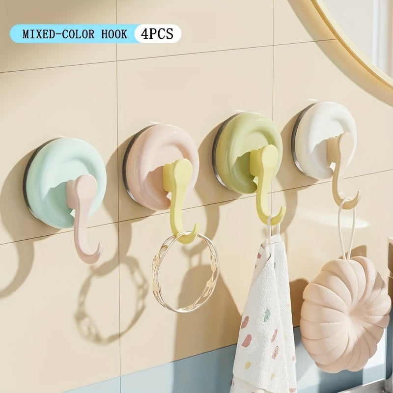 Candy-colored Suction Cup Hook, No-drilling Hook, Strong Load-bearing Capacity, Suitable for Behind Doors, Kitchens, Bathrooms, Multi-functional Wall-mounted Traceless Adhesive Hook