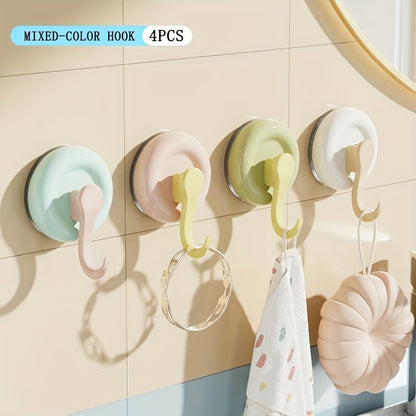 Candy-colored Suction Cup Hook, No-drilling Hook, Strong Load-bearing Capacity, Suitable for Behind Doors, Kitchens, Bathrooms, Multi-functional Wall-mounted Traceless Adhesive Hook